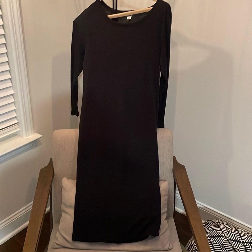 This is a comfortable sweater dress that is easy to style